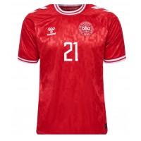 Dánsko Morten Hjulmand #21 Domáci futbalový dres ME 2024 Krátky Rukáv